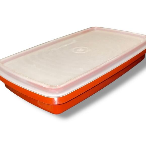Tupperware Deli Meat Cheese Cold Cuts Keeper Lid 816 817 Paprika Red Vintage - Picture 3 of 8